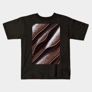 Dark Brown Ornamental Leather Stripes, natural and ecological leather print #74 Kids T-Shirt